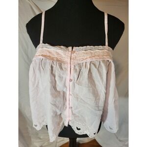 Shabby Chic Size M Baby Doll Light Pink Heart Lace Top